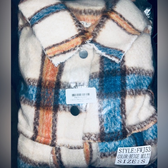 NWT POL CINNAMON BROWN 🤎 PLAID JACKET 🧥 - BROWN🤎 / ICED LATTE, Sz.S, BNWTIB - Picture 9 of 13